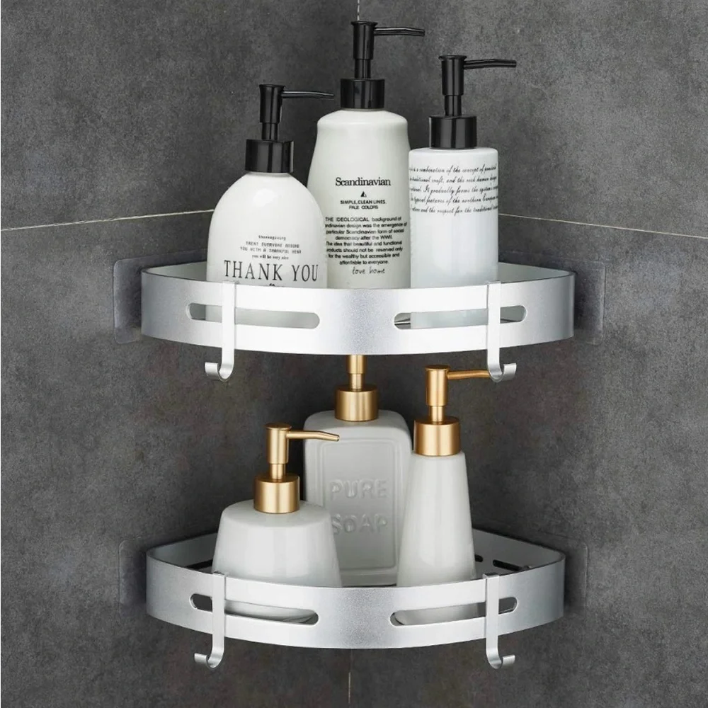 Silver Wall-Mounted Bathroom Shelf